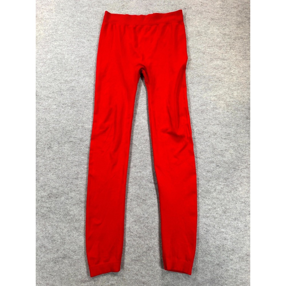 Womens Ankle Seamless Knit Leggings L/XL Red Stretch Mid Rise Workout Athleisure